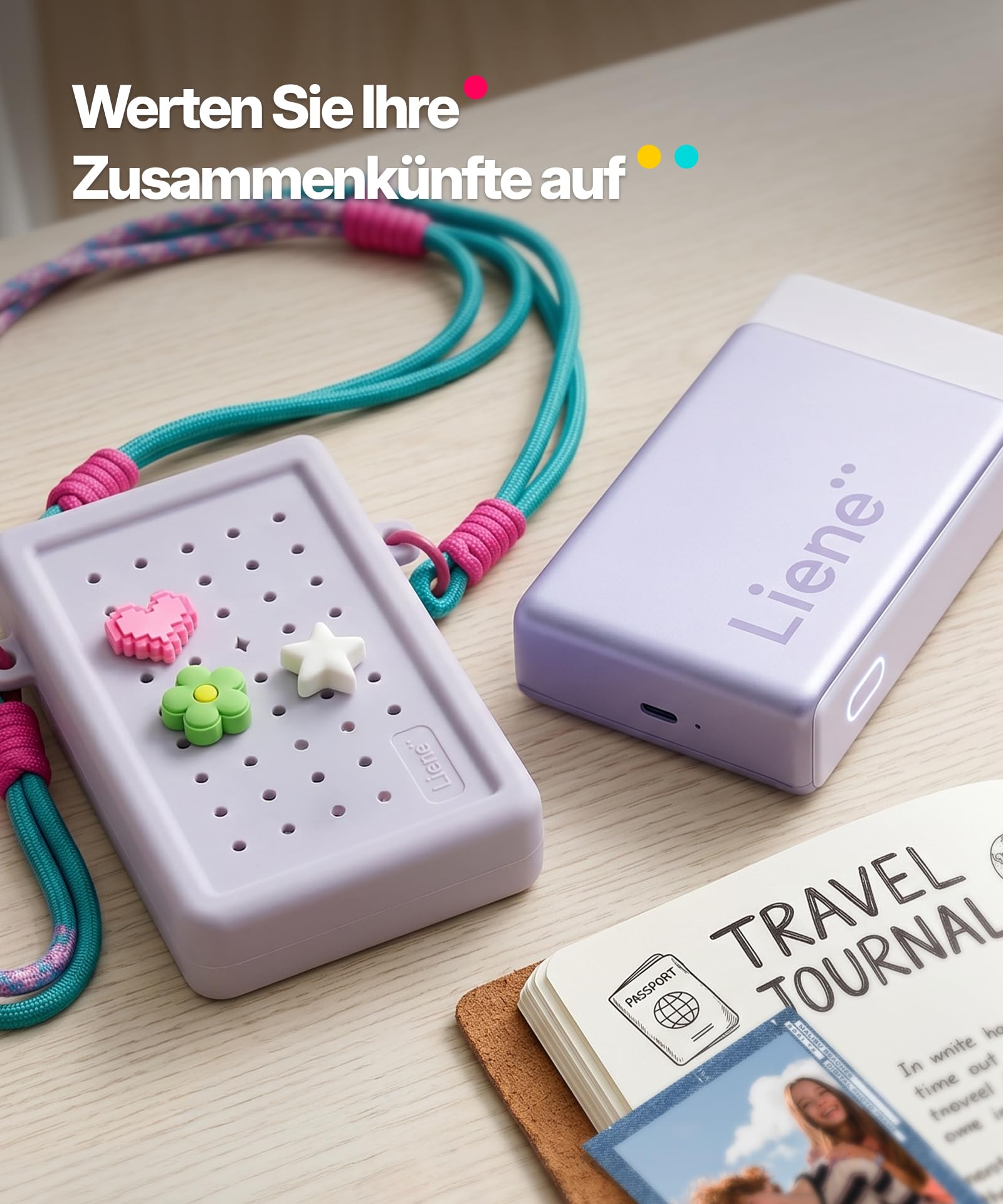Liene DIY Silikon-Umhängetasche für Pearl N200 Pro Tragbarer Mini Fotodrucker – Schutzhülle in Grau mit abnehmbarem Trageriemen & DIY-Anhängern – lebensmittelecht, wasserfest, stoßfest – für unterwegs