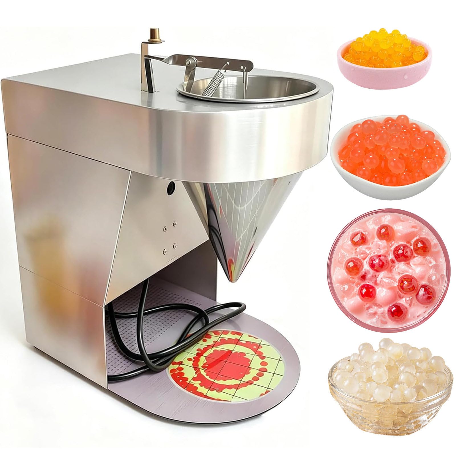 SOTIKARERY Upgraded Popping Boba Making Machine,50kg/h Manual Tapioca Pearl Maker Machine with Precise Size Control from 8mm to 10mm, No Mess, Easy Operations for Home Kitchen & Small Cafe