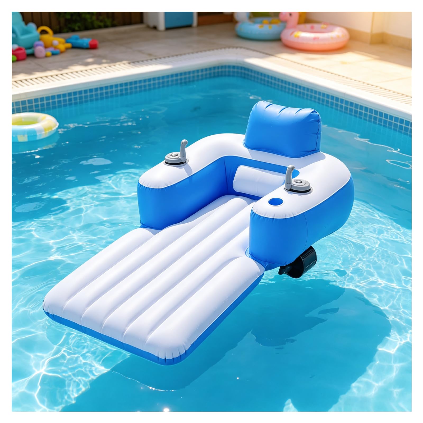 UPLTOE Heavy Duty River Float – Rechargeable Motorised Pool Float for Lakes Elongatedshape