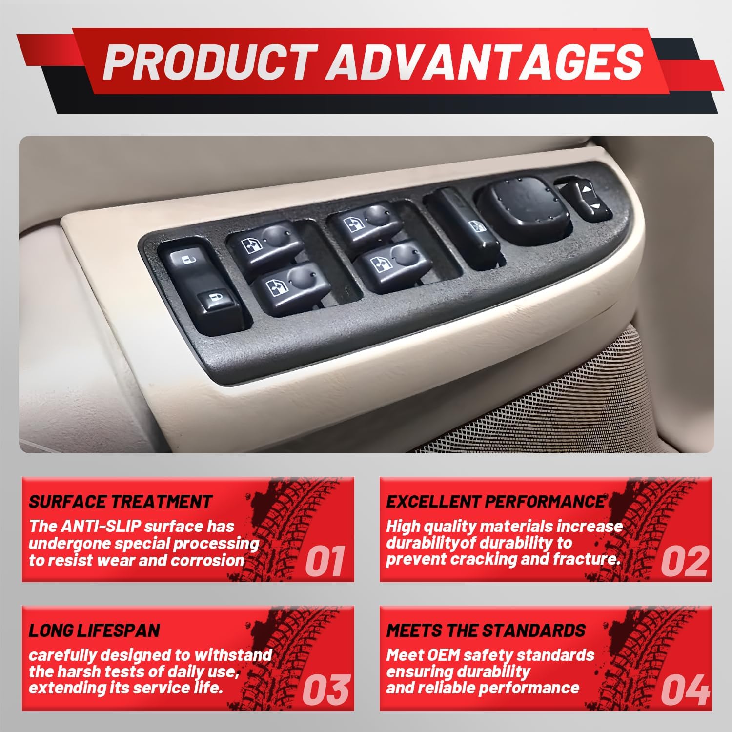 15883323 Upgraded Master Power Window Switch Compatible with 2003-2007 Chevy Silverado Avalanche Tahoe for GMC Sierra Yukon for Cadillac Escalade Replace 901-075 DWS-220