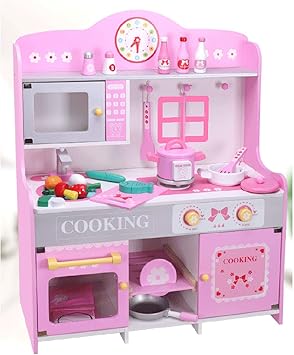 Amazon Co Jp ピンクの木製大型キッチン玩具セット 子供用幼稚園ギフト 料理ゲームの真似 美しい模様 おもちゃ