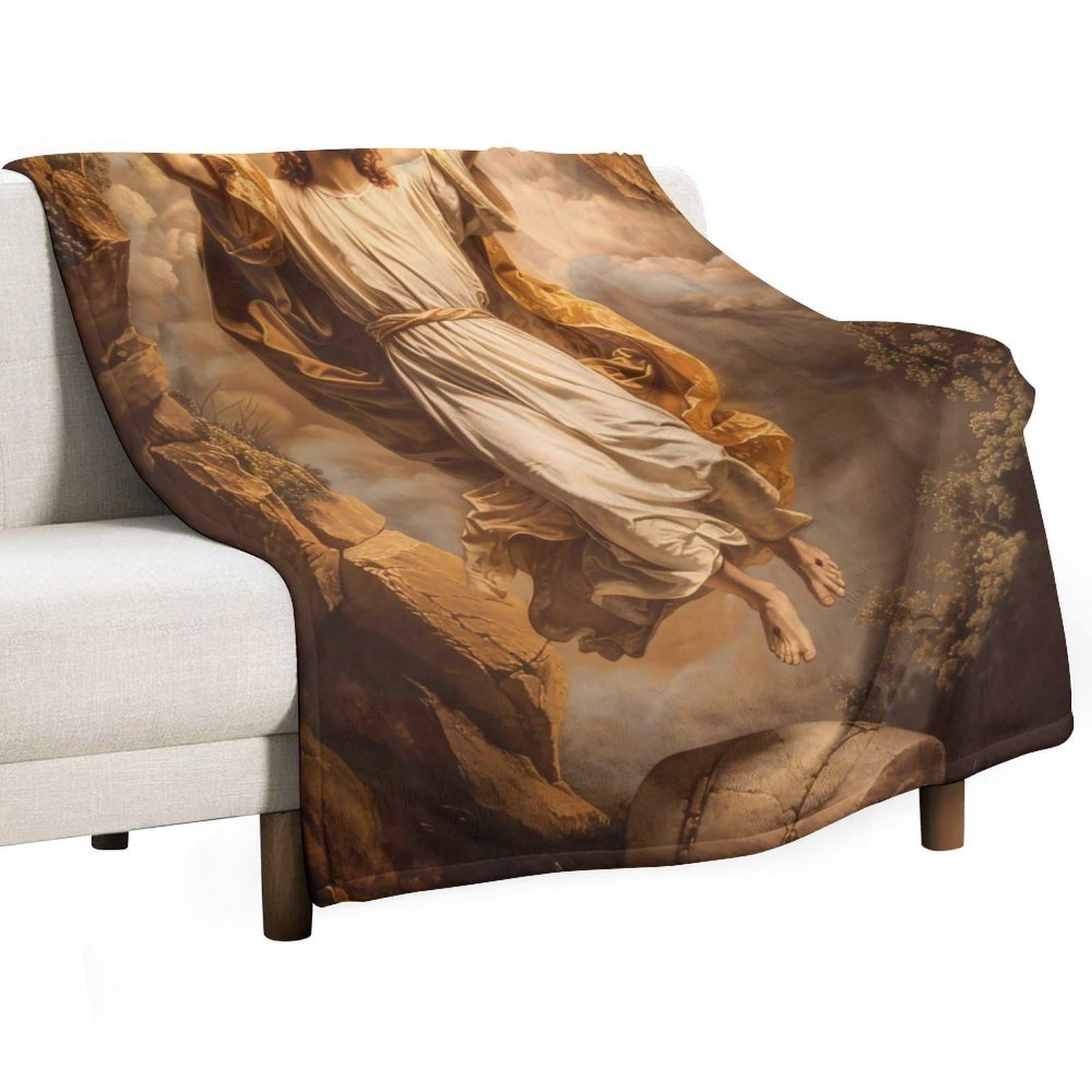 YHGSREUOH Jesus Resurrection Ascension 04 Flannel Blankets Fleece Soft Throw Lightweight Plush Gifts for Couch, Bed, Cozy Sofa Plush, Chair, Lovers 175x200cm(70x80in)