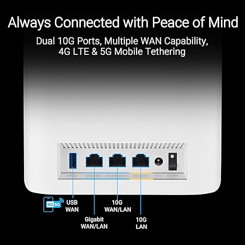 Miniatura 6 de ASUS ZenWiFi BT10 Tri-Band WiFi 7 Mesh, 18 Gbps, 3000 pies cuadrados (1 unidad), puertos duales 10G, seguridad y controles parentales incluidos,