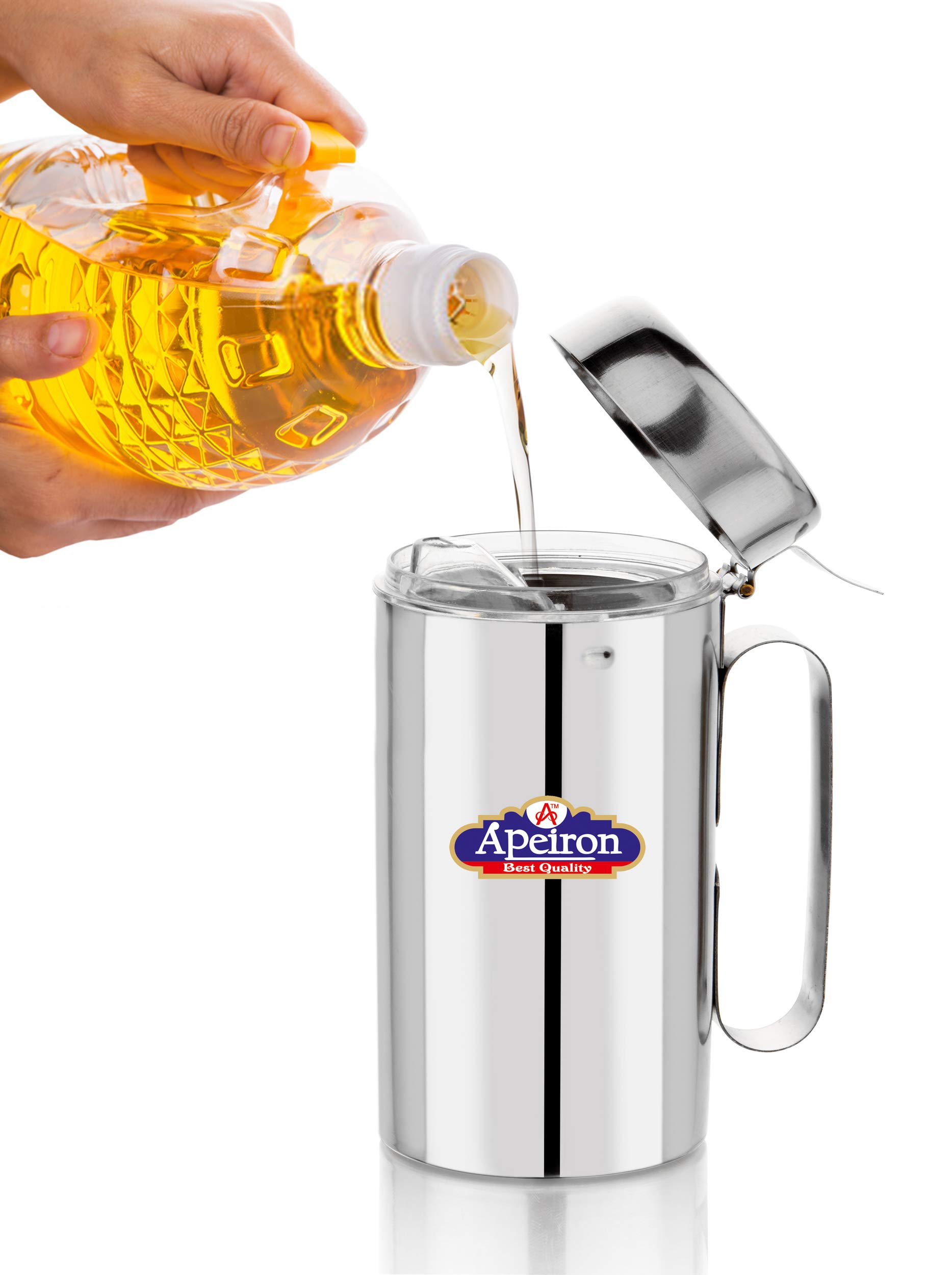 Apeiron Stainless Steel | Oil Dispenser | Transparent Nozzle | Cooking Oil Dispenser | Oil Stopper | Oil Pourer | Sliver | (500ml Pack of 1) 2