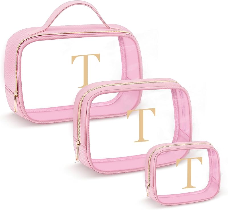 Necessaire transparente YOOLIFE personalizada, conjunto com 3, cor Pink T