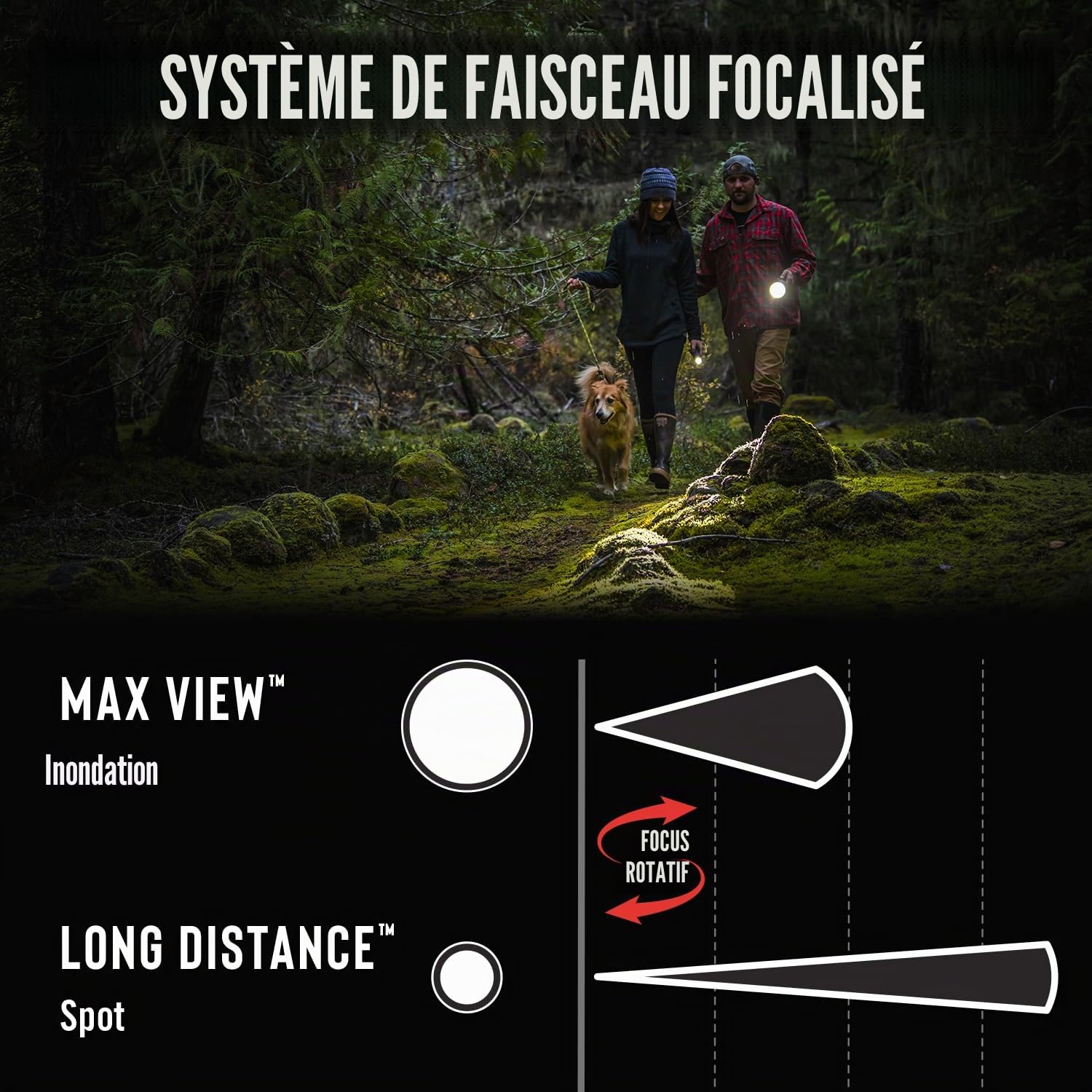 Coast HP3R Lampe de poche rechargeable avec mise au point réglable Noir 245 lumens