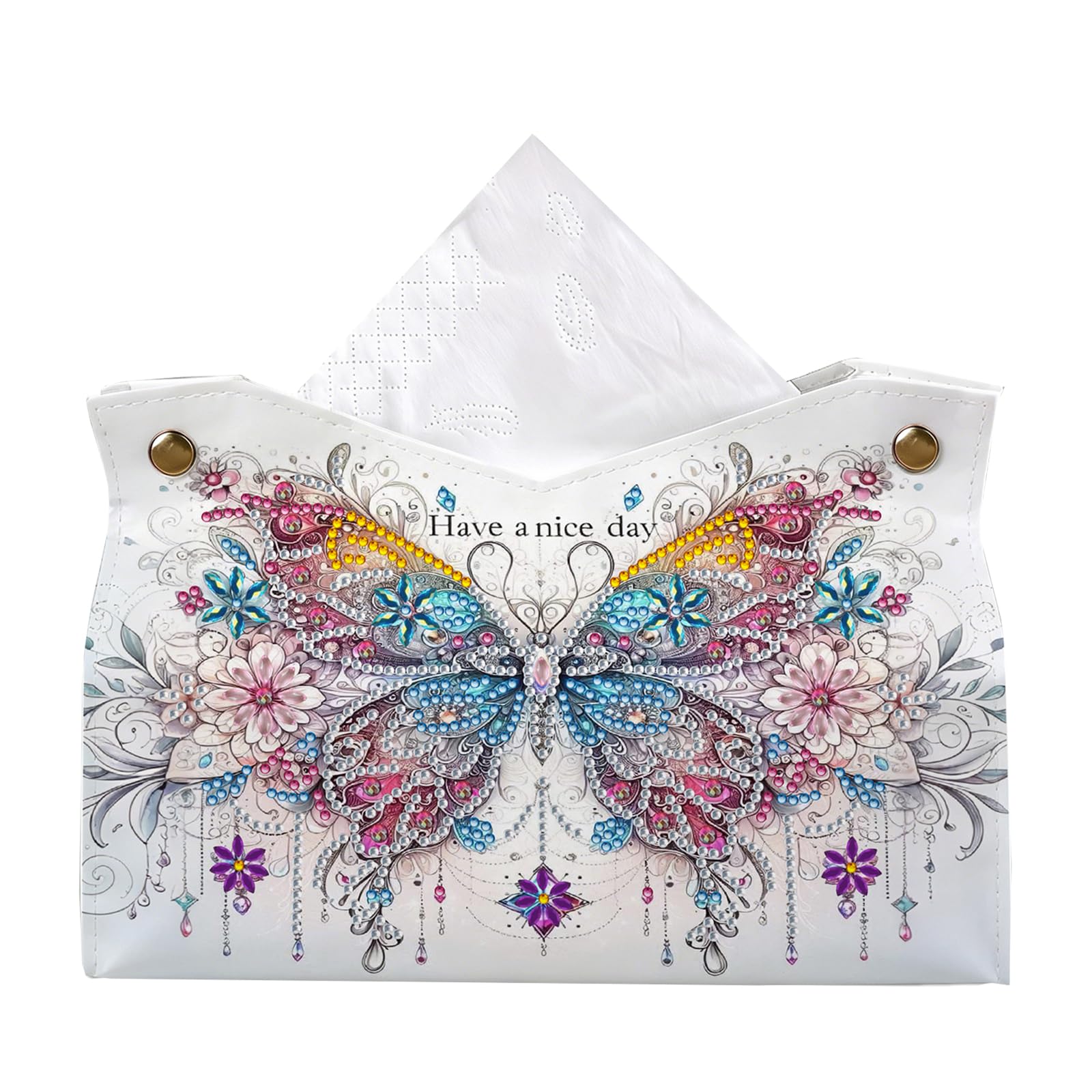 Poetrydraw Ornate Floral Big Butterfly Large Butterfly Diamond Art Tissue Box For Adults & Beginners