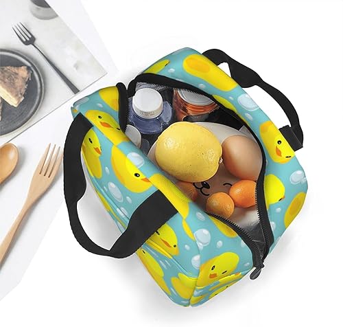 Miniatura 6 de Bolsa de almuerzo para mujer y hombre, con aislamiento, para el trabajo, picnic o viajes (patos de goma amarillos)