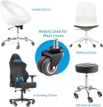 2 Roues de chaise de bureau de pouce (ensemble de 5), Roulettes de remplacement de chaise en caoutchouc gris résistant, roues de chaise de bureau pour planchers et tapis en bois franc, lisse & Silence Universal Fit pour la plupart des chaises(5 Boîte)