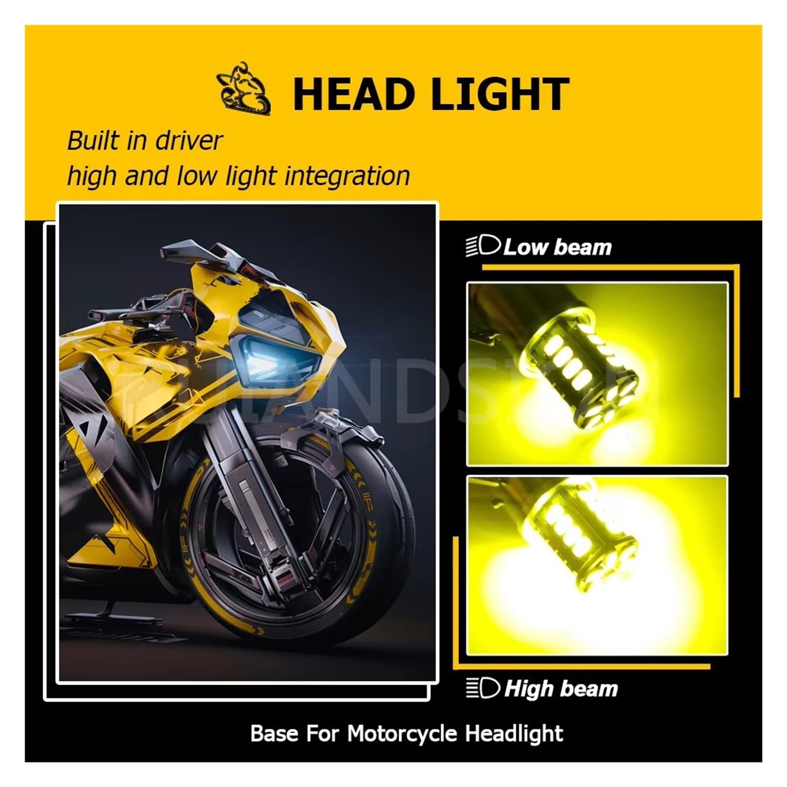 Moto Phare Projecteur Ampoule Phare LED BA21D pour Moto Cyclomoteur Scooter 5730SMD CC 6-30V 12V 24V Jaune Citron Feux Croisement/Route Phare Moto LED(10Piece)