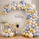 Party Propz Golden Balloon Decoration Item - Set of 71 Pcs Golden, Blue Grey Nude Balloons for Decoration, Latex Balloons with Balloon Arch Strip for Birthday Party, Baby Shower (Latex) gallery image