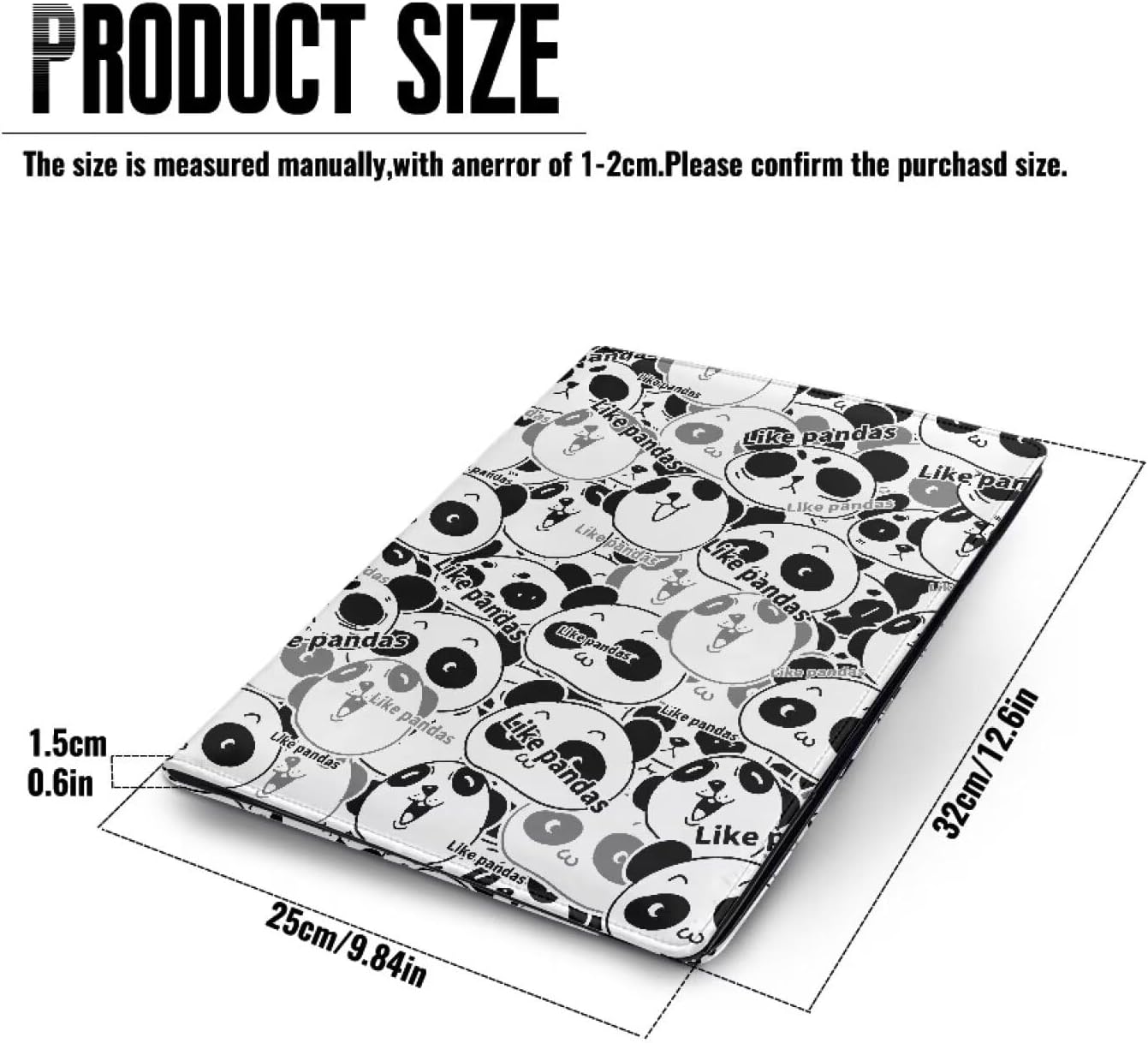 Business Portfolio Padfolio PU Leather Cute Panda Printed Folder Interview Resume Notebook Holder Legal Document Organizer for Woman/Man