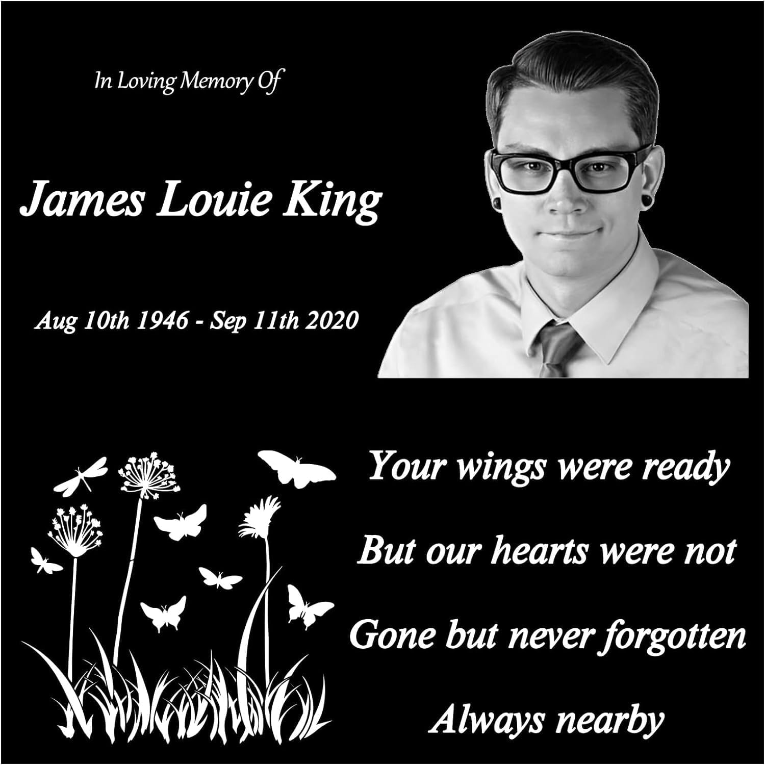 Personalized Human Memorial Stones, Black Granite Memorial Garden Stone, Gifts for Someone Who Lost a Loved One, or Pet, Dog, Cat (Square, 12x12 inches (30x30cm))