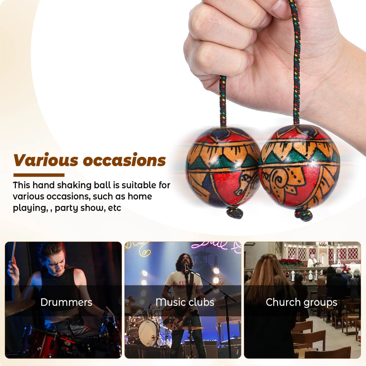 Milisten Asalato Handshaker aus Holz, Rhythmische Kugel, Kashaka, für individuelle und kollektive Aufführungen, Percussion-Instrument für Amateure und Anfänger