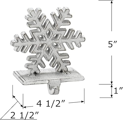 Miniatura 3 de Red Co. Soporte decorativo de hierro fundido de 5 pulgadas con gancho en acabado de bronce antiguo - Copo de nieve