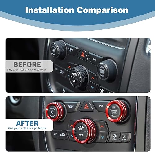 Miniatura 6 de Anillo de perilla de interruptor de volumen de CA compatible con Dodge Charger 2011+Challenger 2015+RAM 2012-2017Durango 2016-2022Chrysler 300C