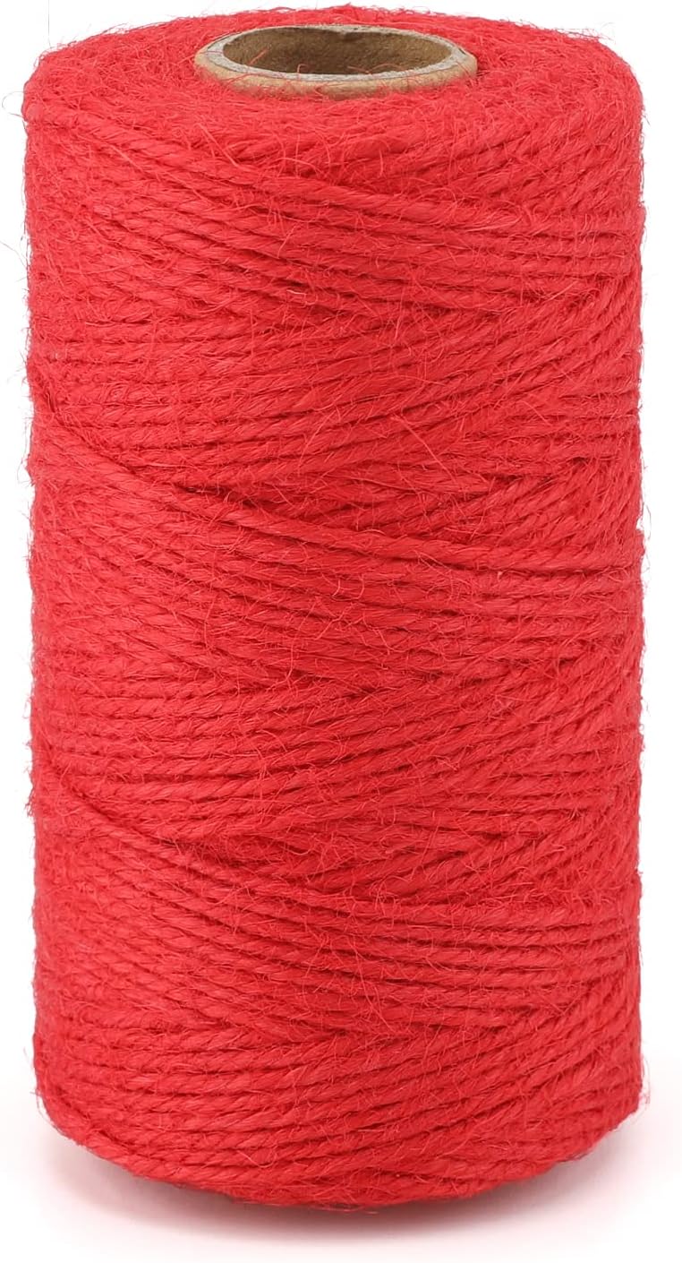 KINGLAKE 100m Red String Twine, 2mm Decorative Jute Twine Craft String for Crafts, Gift wrapping,Gardening,Packing,Christmas Decoration