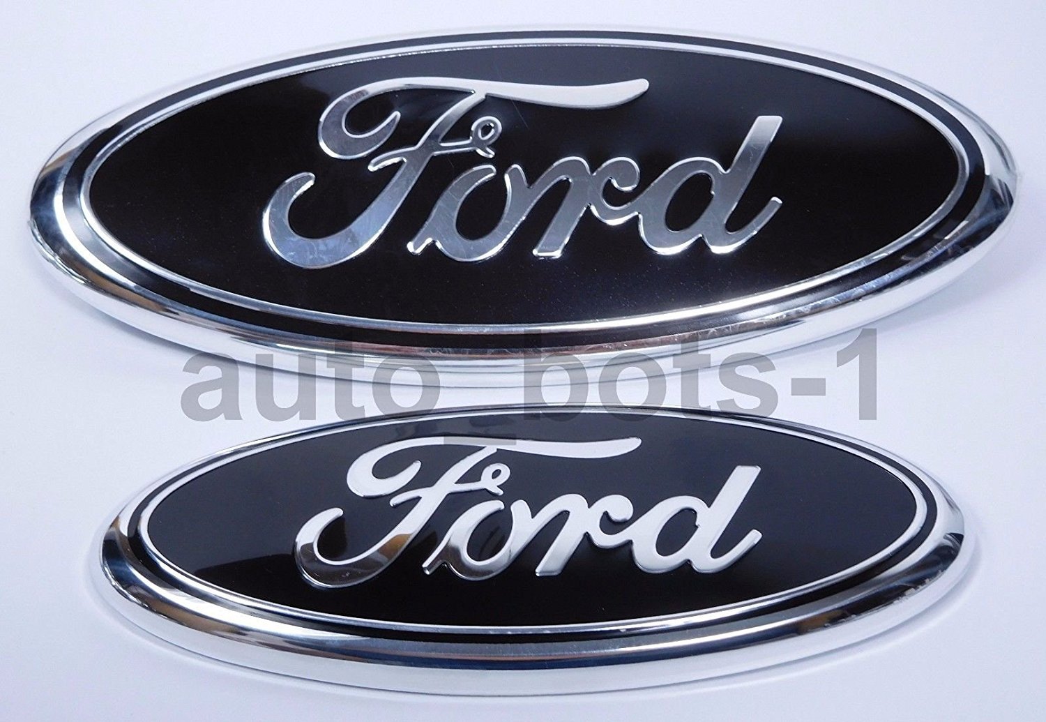 JDM WORLD 2 Ford F-150 2004-2014 Black Logo Oval Front Grille 9'' Tailgate 7'' Logo Emblem
