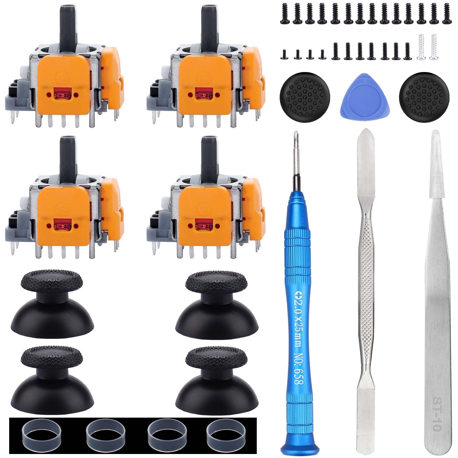 4 Pack Hall-Effect Joysticks Replacement for DualSense for PS5 Controller, 3D Analog Sensor Wheel Thumb Sticks Joystick Rocker Module Replacement for PlayStation 5 Controller