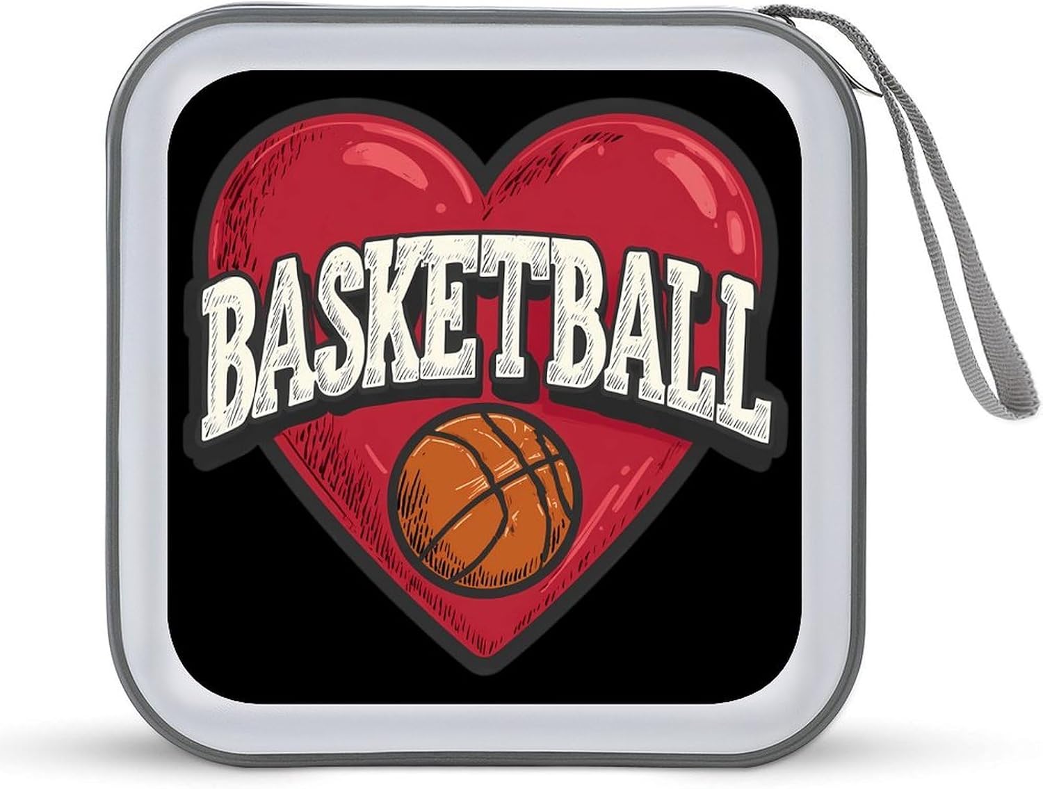 Love Heart Basketball Lover CD Case DVD Storage Holder Binder 40 Capacity | protective,hard case,protable loop,travel car use,zippered closure