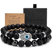 Mens Bracelets Black Obsidian Adjustable Beaded, Mens fashion Couples Natural Bracelet Beads Gift for Women