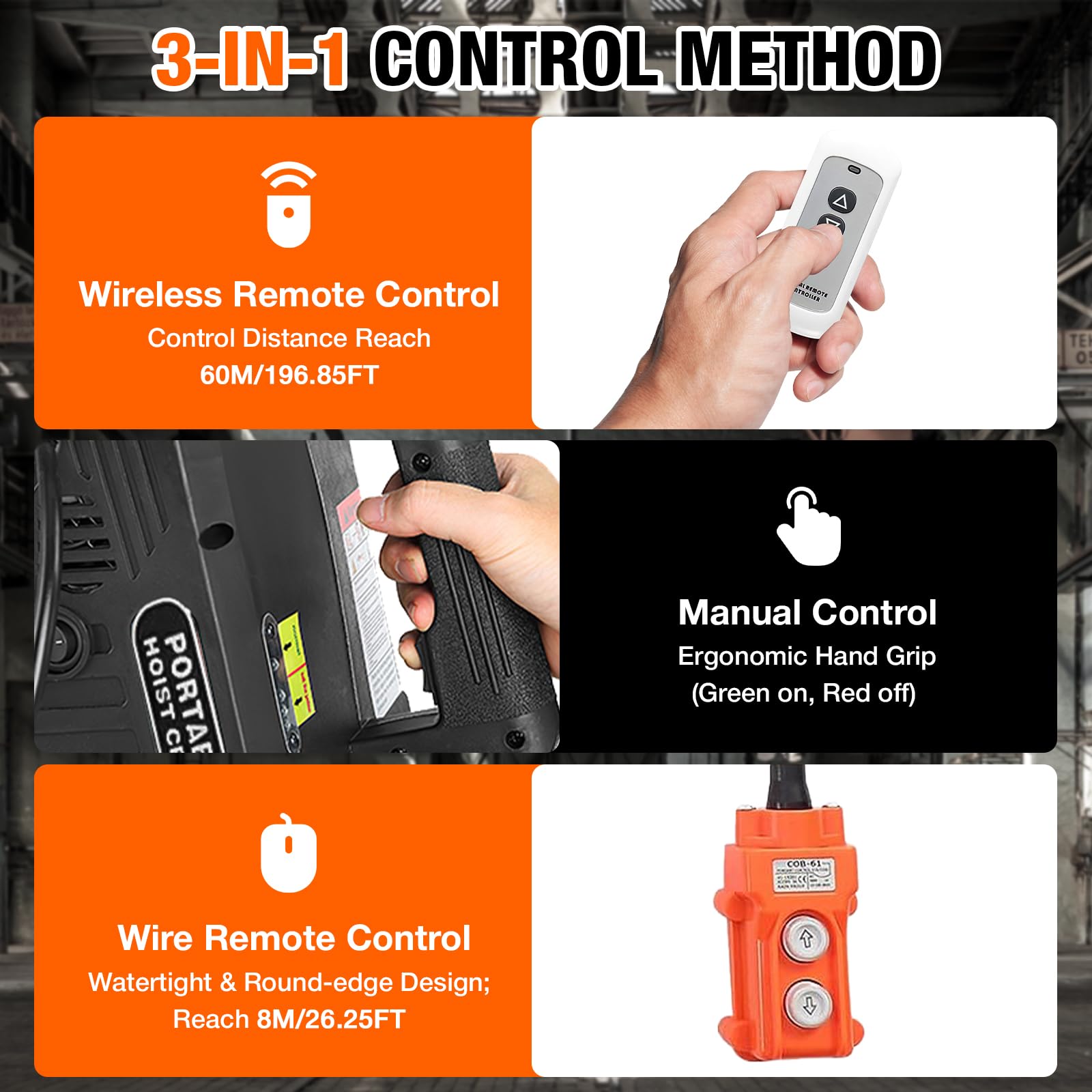 3-in-1 Electric Hoist - 2200lb Capacity -4