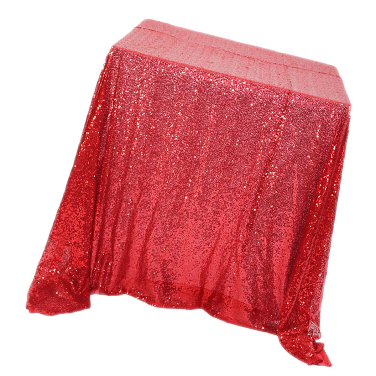 LALAFINA Mantel de Lentejuelas Rojo para Boda y Fiesta, Decoración de Mesa Elegante de Poliéster, Lavable Eventos y Banquetes