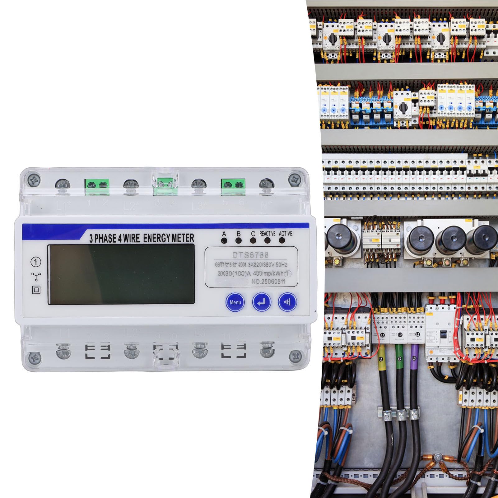 Licznik Energii, 3-fazowy, 4-przewodowy Wyświetlacz LCD z Podświetleniem i Pilotem, do Użytku Komercyjnego w Domu i Przemyśle