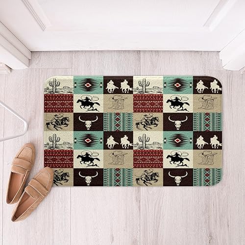 Miniatura 12 de Alfombra de área de decoración occidental, alfombra de baño azteca, vaquera, estilo vaquera, del suroeste, para niños y niñas, rústica, decoración