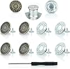 Brass Jeans Button Replacement, 10 Pieces, Adjustable Tightener Button for Jeans Pants to Make Smaller, Botones Ajustables para Jeans 17mm