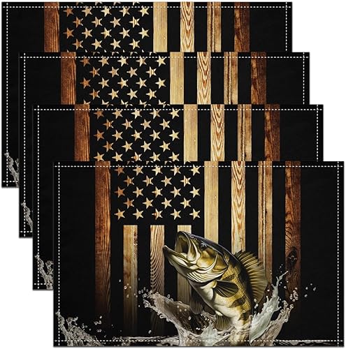 Miniatura 5 de Juego de 4 manteles individuales abstractos con diseño de pez degradado azul con vista al lago bajo el agua, para niños, adolescentes, adultos,