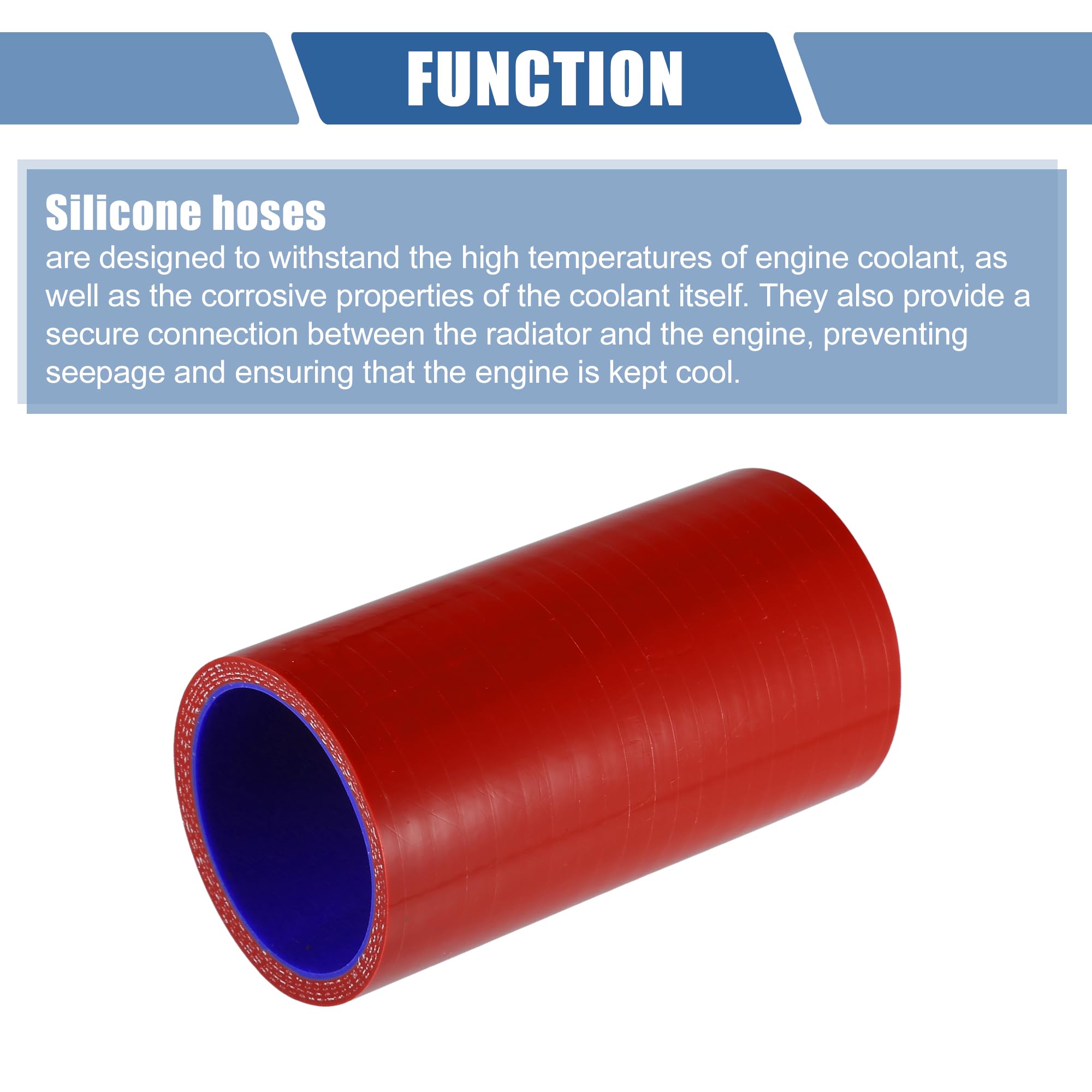 Motoforti Tuyau Silicone Noir/Rouge 90mm Diamètre Intérieur - 100mm Longueur 0° Coudé + Colliers De Serrage - Refroidissement Universel Hautes Performances