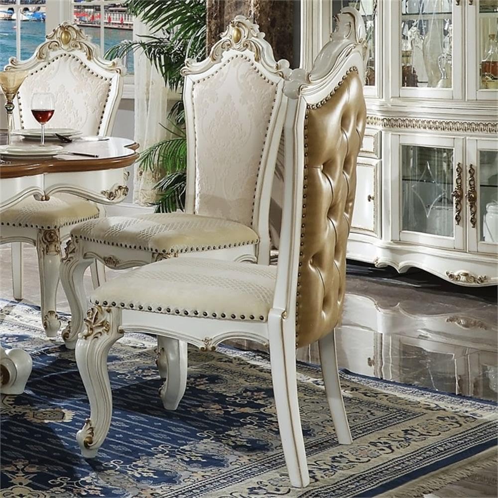 Amazon.com - Acme Picardy Faux Leather Tufted Side Chair in