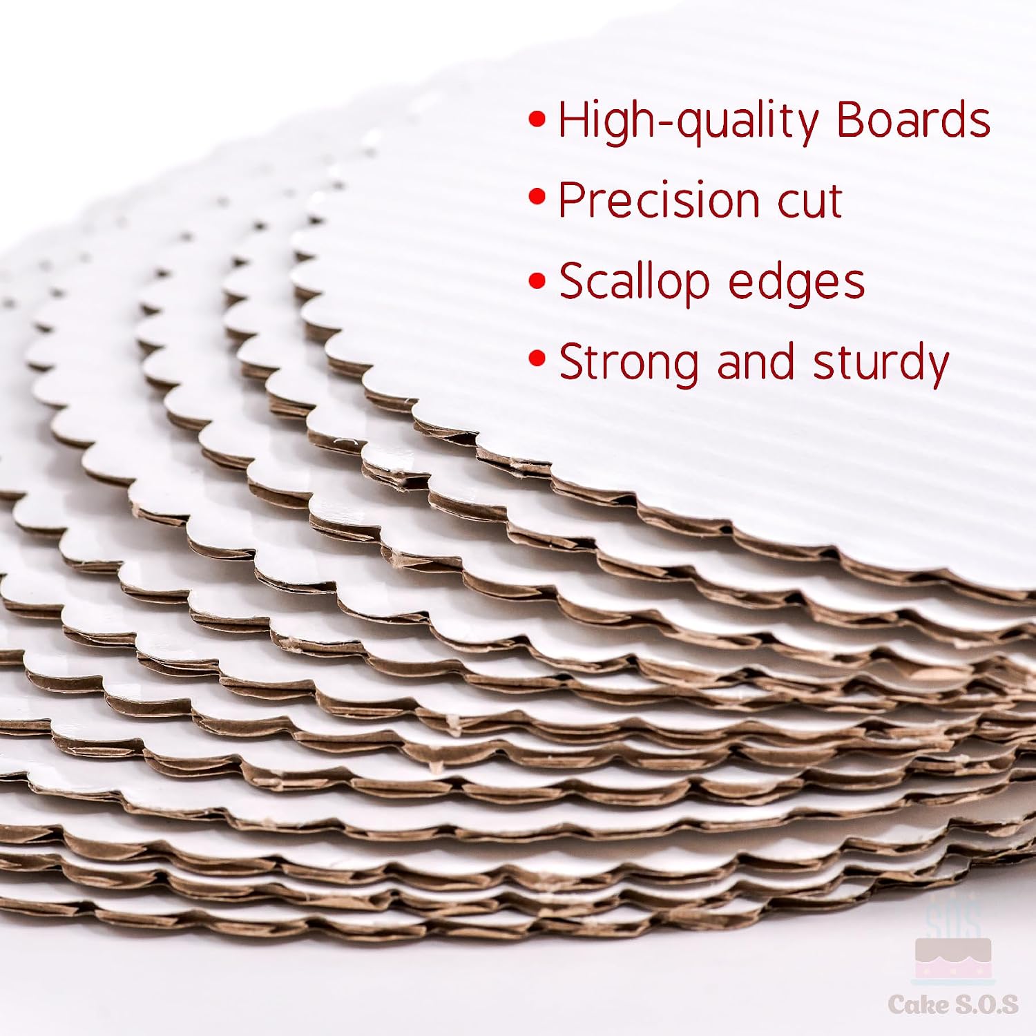 14 inch White Round Scalloped Edge Coated Cakeboard,Waxed Greaseproof, Disposable Cake Circle Base Boards Cardboard, Pack of 25