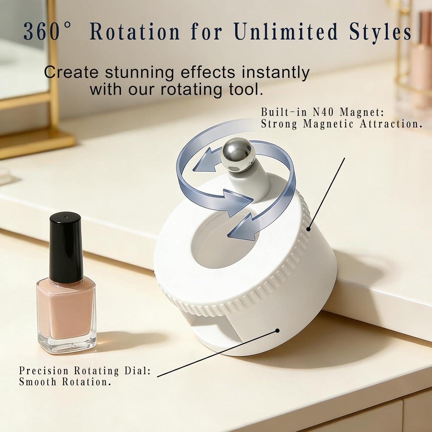 Rotating Cat Eye Magnet, Automatic Glass Bead Suction Of Cat Eye Nail, Beginner Friendly Nail Tool, with Uniform Magnetic Force, Excellent Light Absorption, Can Easily DIY Glossy Cat Eye Effect