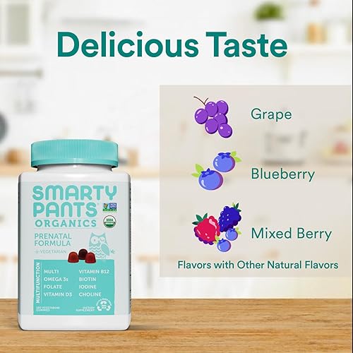 Miniatura 5 de SmartyPants - Multivitamínico prenatal orgánico para mujeres biotina, metilfolato, Omega 3 (ALA), vitamina D3, C, vitamina B12, B6, A, K2 y zinc,