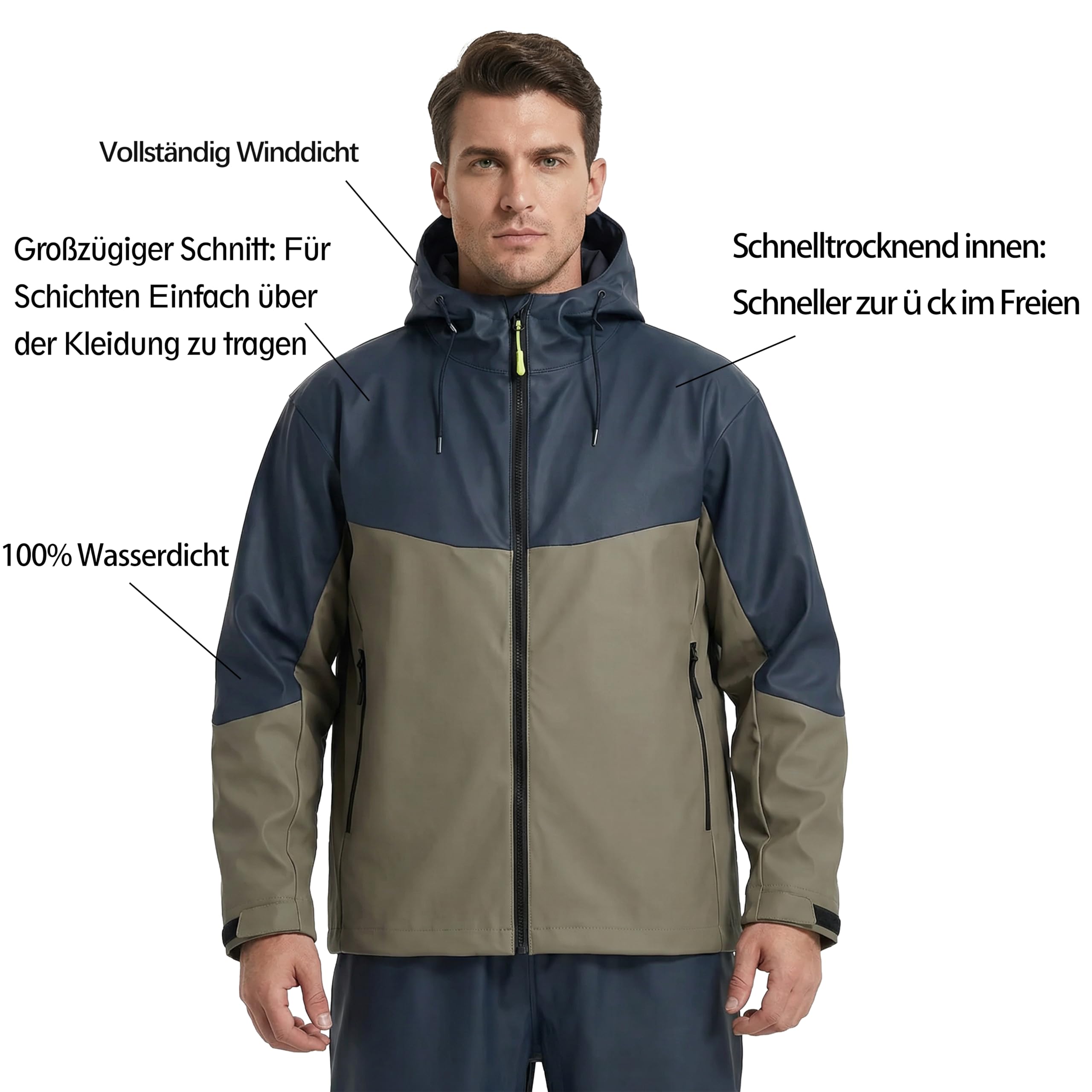Angelanzug Herren Regenanzug Ultraleicht 800g – Absolut Wasserdichte Jacke & Latzhose aus ECO PU, ideal zum Angeln, auf der Baustelle & für Outdoor-Arbeiten