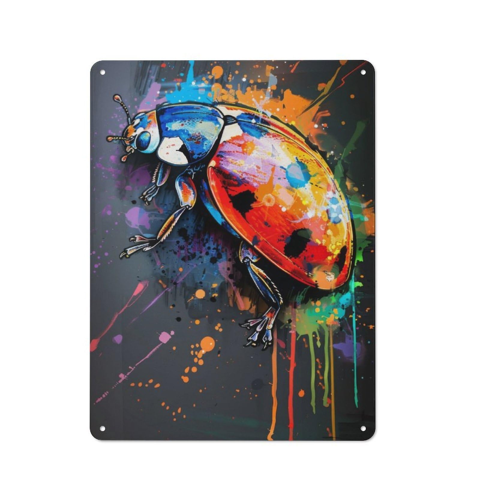 Junmoney Bug Popart Painting Vintage Tin Wall Plaque 40X30cm For Hallway Wall, For Kitchen, Dining Room And Home Bar Wall Decor