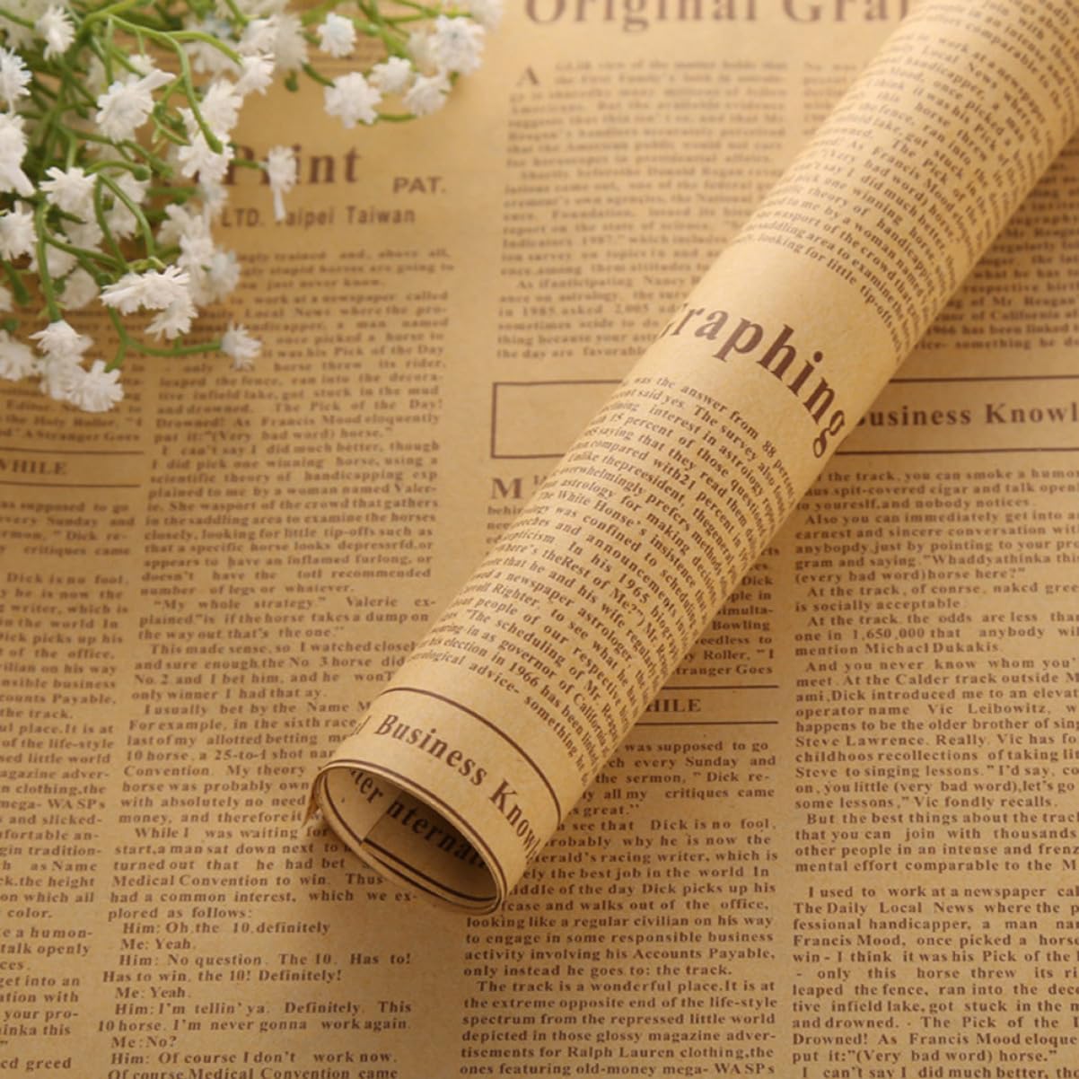 Mobestech 50blätter Kraftpapier Geschenkpapier in Retro-stil Zeitungspapier für Geschenkverpackungen Papierverpackungen für Blumensträuße Diy-projekte und Bastelanleitungen Zufälliger Stil