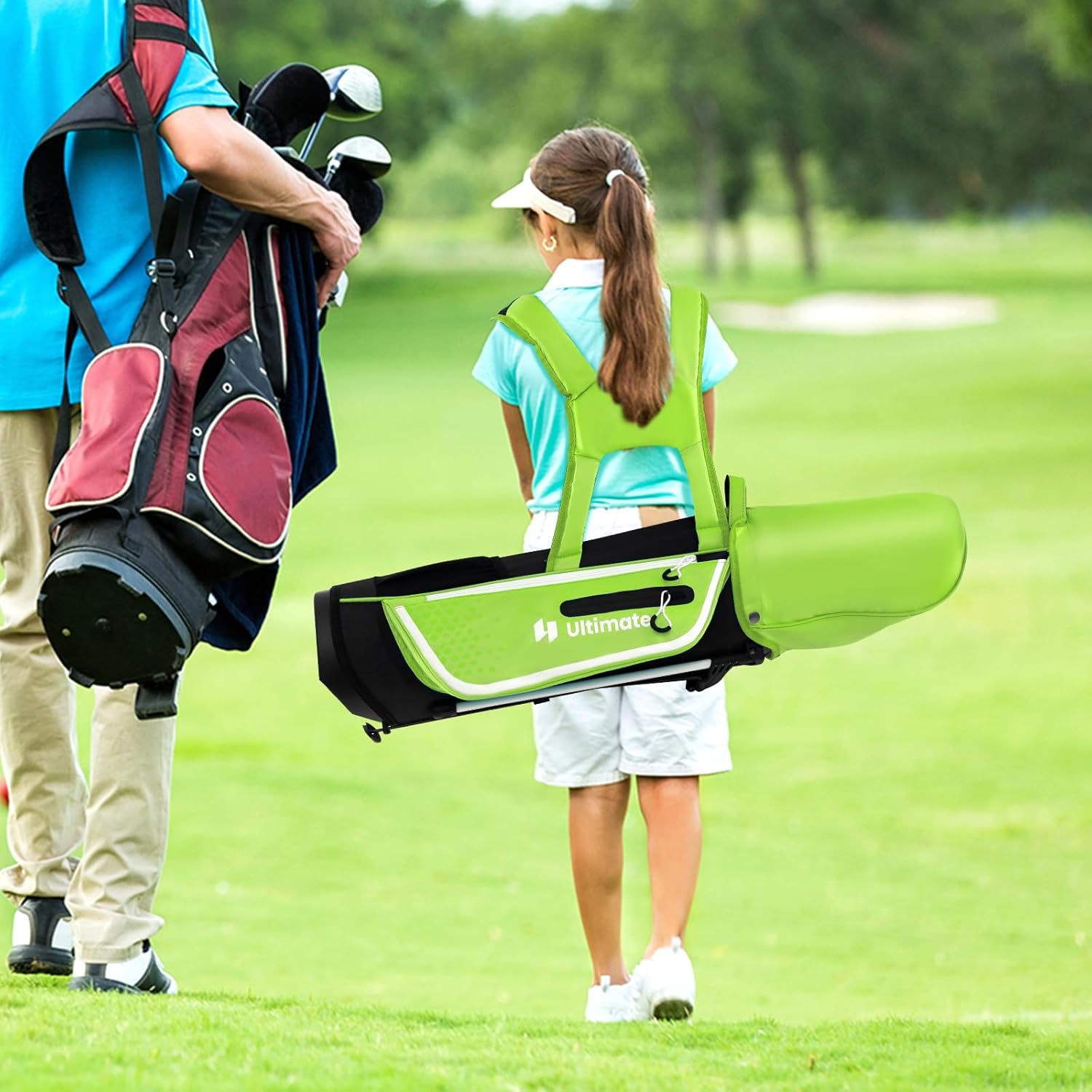 Goplus Junior Complete Golf Club Set for Kids, Right Hand Golf Clubs with Stand Bag, Rain Hood, Golf Practice Set for Ages 5-7,8-10,11-13 Boys Girls