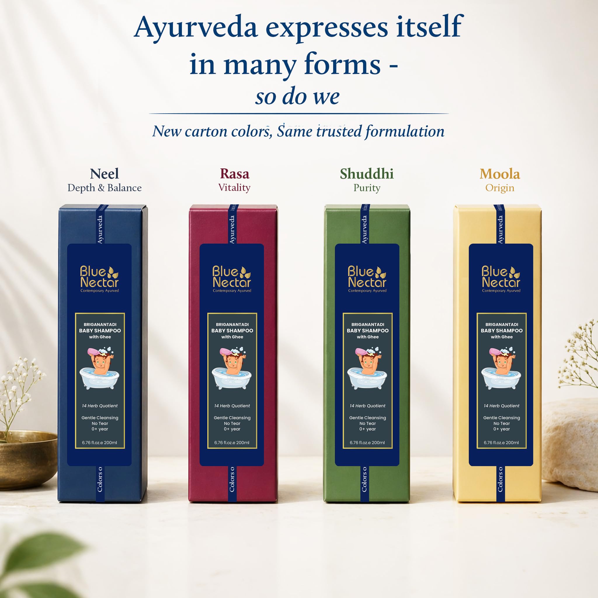Blue Nectar Shampoo per bambini con gel naturale per la pulizia gentile, formula senza tear, 0 anni, per pelle asciutta e sensibile (200 ml, 14 erbe aromatiche)