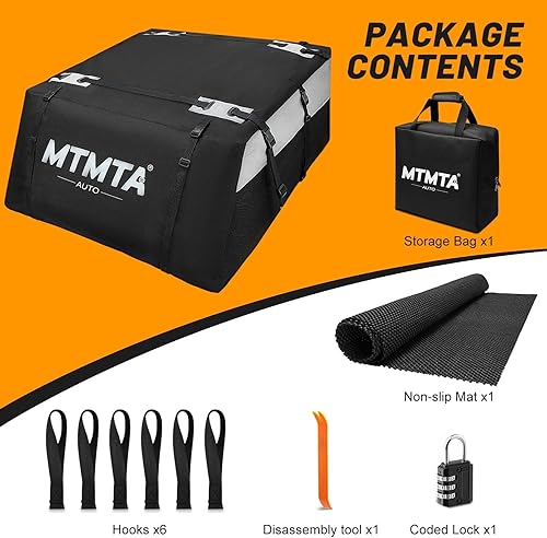 Miniatura 7 de MTMTA Portaequipajes para techo de automóvil, 100% impermeable, a prueba de nieve, 23 pies cúbicos, para todos los autos consin estante +