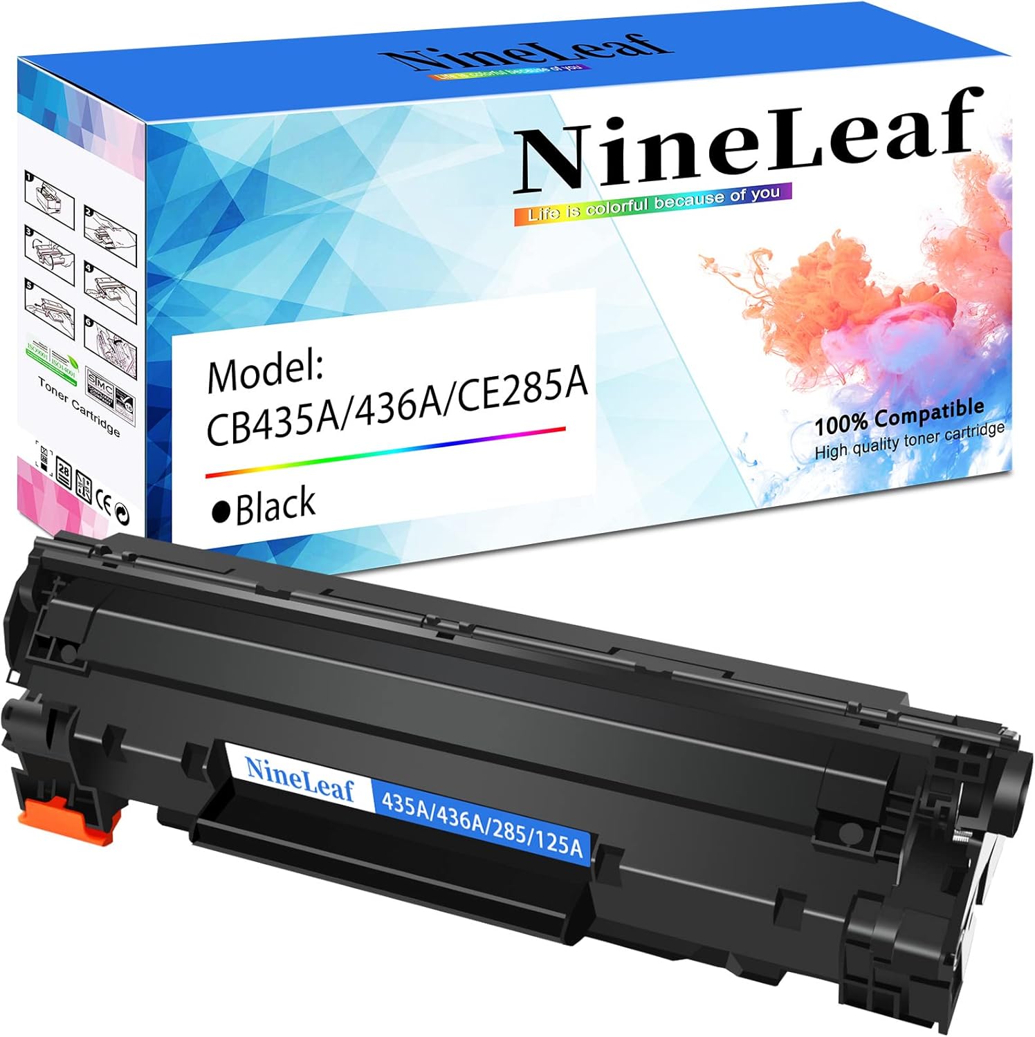 NineLeaf (1,600 Pages per Compatible Toner Cartridge Replacement for HP 85A CE285A to use in Laser Jet Pro P1102w M1212nf MFP P1102 P1109w M1217nfw Printer (1 Pack Black)