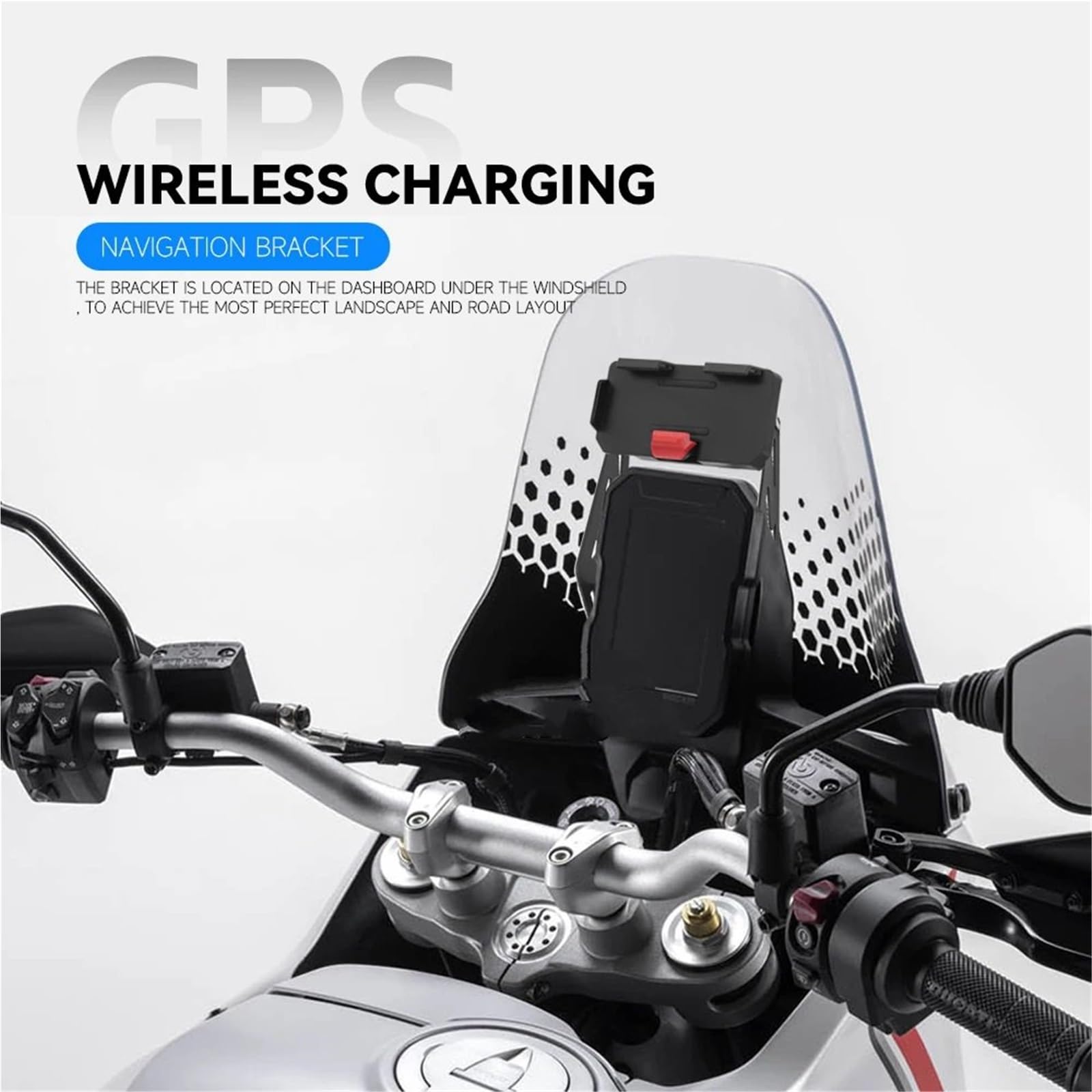 Pasuje do Ducati Desert X 937 2022-2023. Bezprzewodowa ładowarka USB do telefonu z GPS, uchwyt na nawigację 12 mm 22 mm. Uchwyt do nawigacji GPS(22mm - A Set)