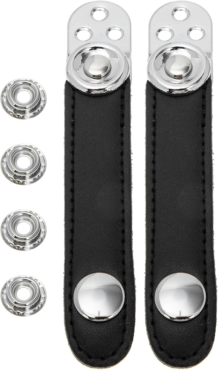 Alasum Universal Double-layer Black Cowhide Bellows Belt Strap for Accordion with Metal Buckle 7.8cm Center Distance Accordion Bellows Accessory