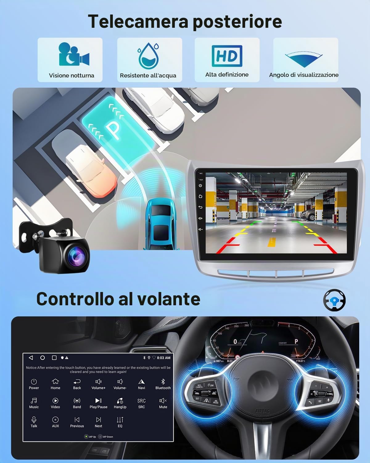 NHOPEEW Autoradio 2G+64G per Lancia Delta 2009-2019 - Carplay wireless e Android Auto - Autoradio Carplay da 9 pollici con WiFi GPS Mirror Link FM RDS+ telecamera posteriore