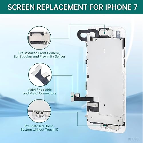 Miniatura 2 de Para iPhone 7 Reemplazo de pantalla blanca con botón de inicio 4.7 "Pantalla LCD táctil 3D digitalizador Asamblea completa con cámara frontal