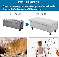 Vista 5 de Funda otomana de almacenamiento, funda rectangular elástica para banco de almacenamiento, fundas otomanas de tela jacquard, fundas rectangulares