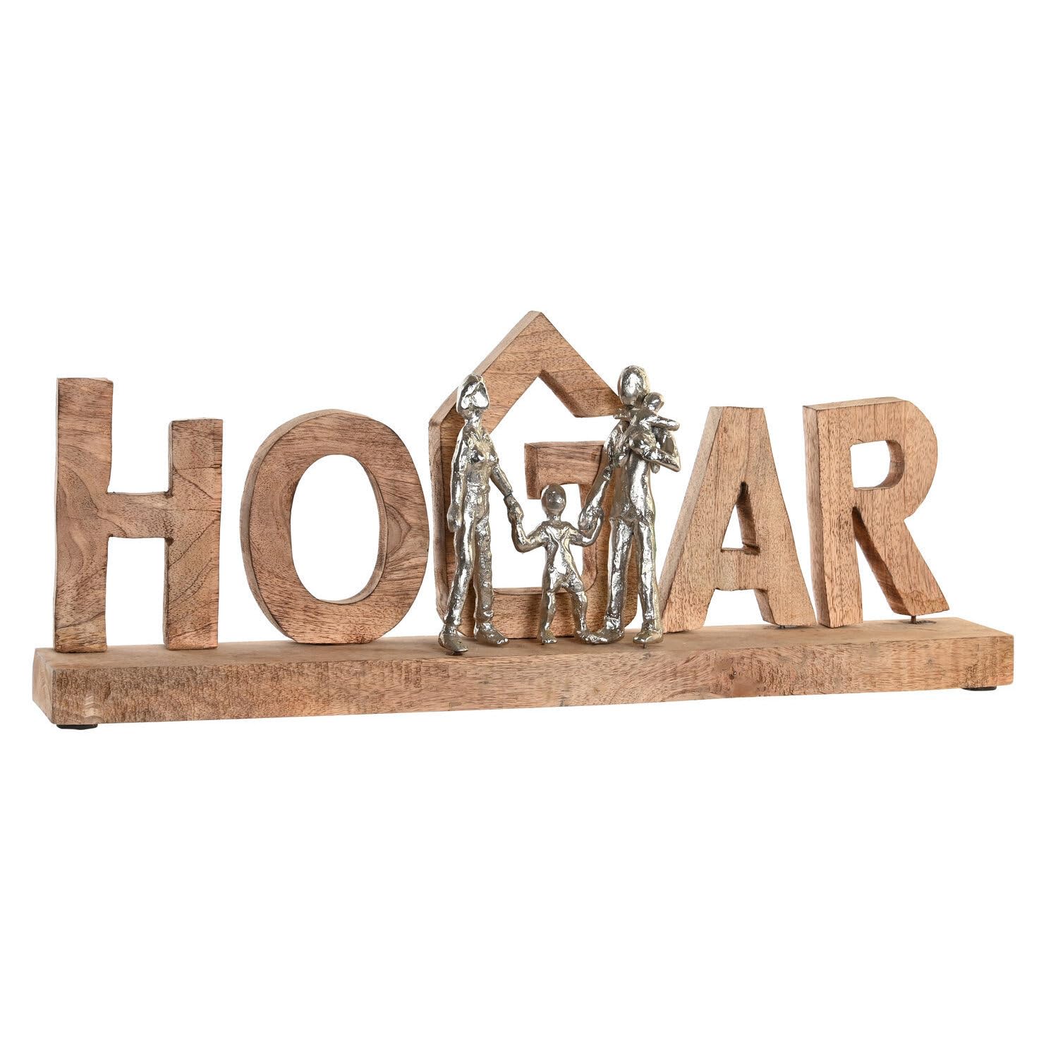 Décoration en bois de manguier et aluminium 64cm pour un intérieur chic