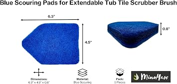 Blue High-Power Scrub Scouring Pads, Fit Extendable Tub Tile Scrubber Brush